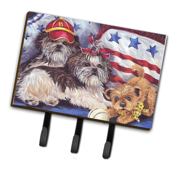 Carolines Treasures 6 x 2 x 9 in. Shih Tzu Americana Sweethearts Leash or Key Holder PPP3273TH68 - main